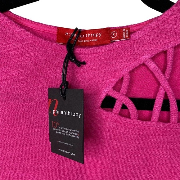 n:Philanthropy Irene Pink Fuchsia Cut Out Bodysuit Size Small NWT - Picture 7 of 8